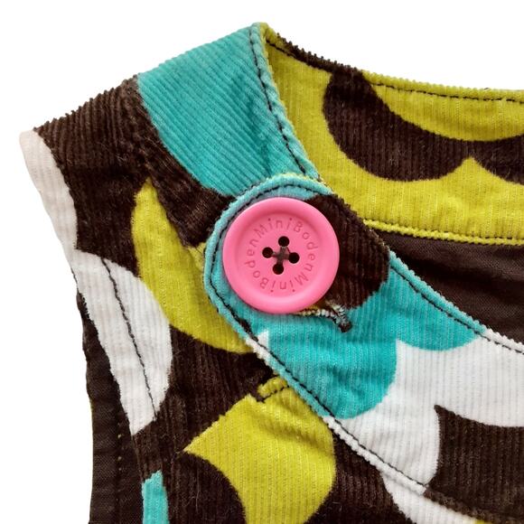Mini Boden Corduroy Pinnie Chocolate Brown Pinafore Dress Mod Floral Girls 7/8 - Picture 3 of 8